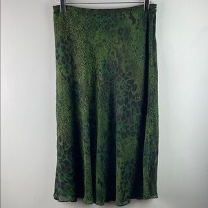 Green Leopard Print Skirt Size 10